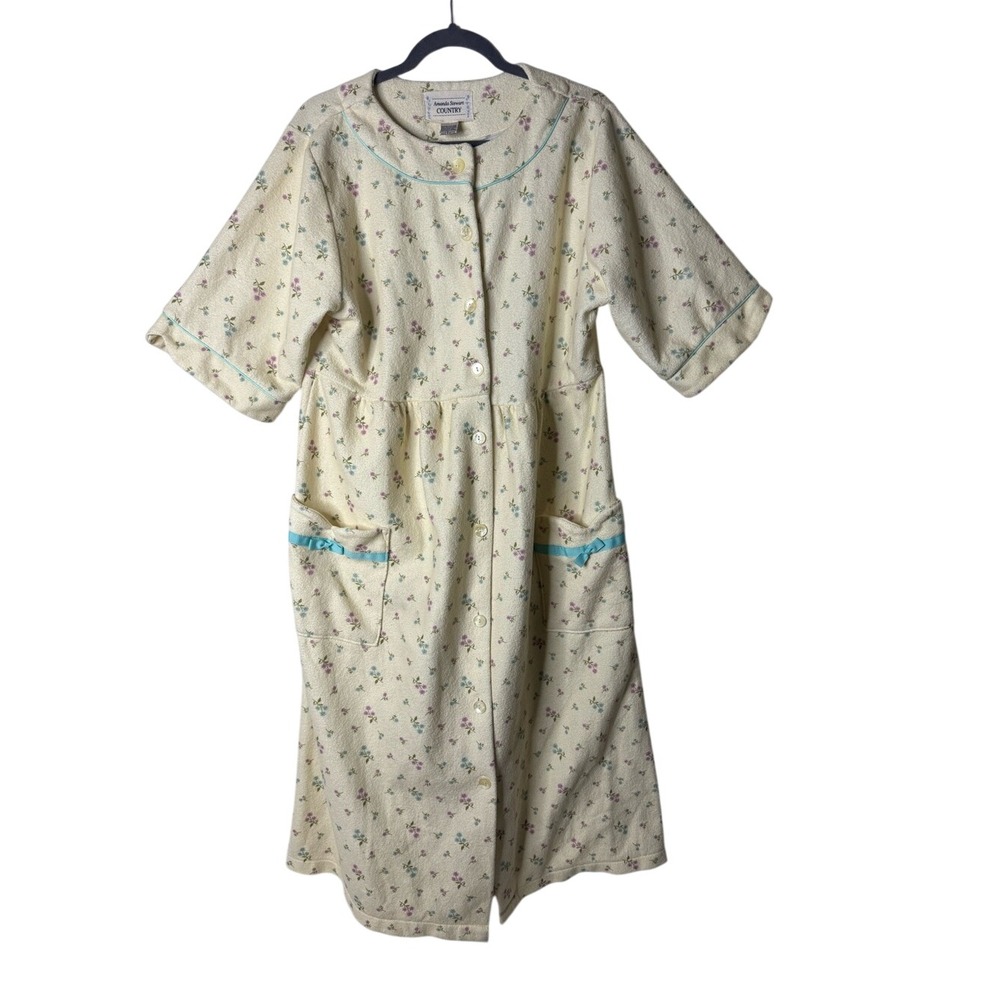Amanda Stewart Country Vintage Women Floral Housecoat Dressing Robe Duster Sz L